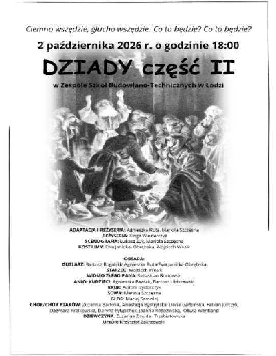 Dziady cz II, nocna inscenizacja w ramach Narodowego Głośnego Czytania