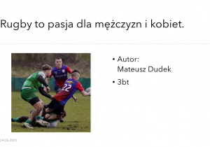 Mateusz Dudek, Rugby to pasja dla mężczyzn i kobiet